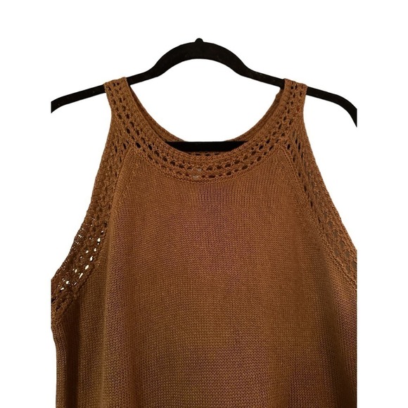 Wishlist Women's Acrylic Sleeveless Ribbed Crochet Tank Sweater Size L Brown NWT - Picture 5 of 9